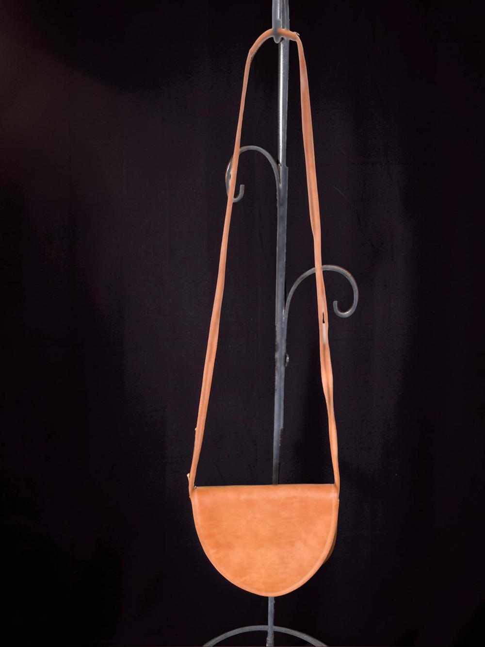 Y2K UNISA Leather Half Moon Crossbody Bag Camel Tan | Made in Uruguay Vintage